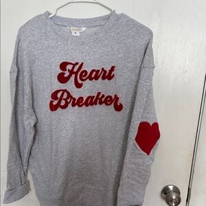 Shiraleah Gray and Red Heart Breaker Sweatshirt